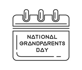National Grandparents Day calendar. Wall calendar line icon. National Grandparents Day in the U.S. is the first Sunday after Labor Day, in September. Vector illustration