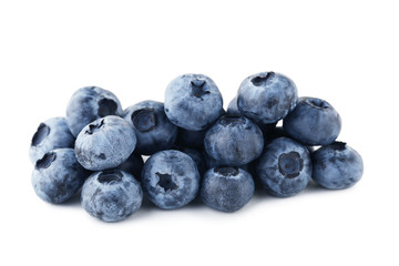 Ripe blueberries isolated on white background