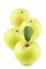Ripe green apples isolated on white