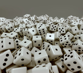 A pile of dice.  3D rendering