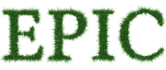 Epic - 3D rendering fresh Grass letters isolated on whhite background.