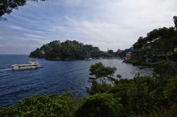 Fototapeta na wymiar Coastline view of suburban district of Portofino, Portofino is one of the most famous holiday resort. Liguria region, Italy