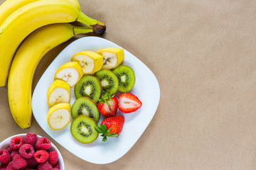 Appetizing plate of fresh fruits