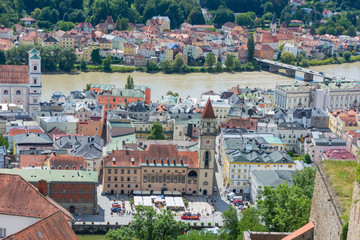 Obraz premium Passau city skyline Bavaria, Germany.