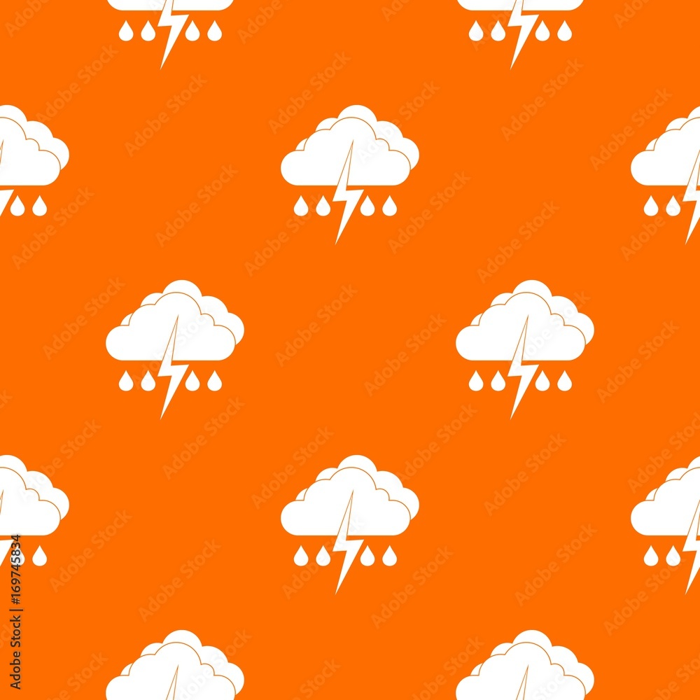 Poster cloud with lightning and rain pattern seamless