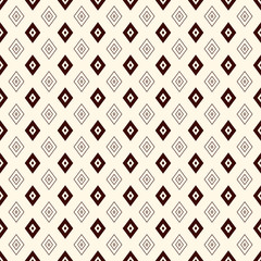 Outline seamless pattern with geometric figures. Repeated diamond ornamental background. Rhombuses and lines motif.