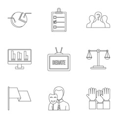 Policy icons set, outline style