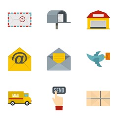 Send mail icons set, flat style
