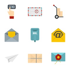 Email icons set, flat style