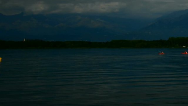 time-lapse on mountain lake of viverone.