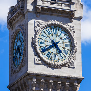 Clock Tower of the Gare de Lyon railway station. Paris, France