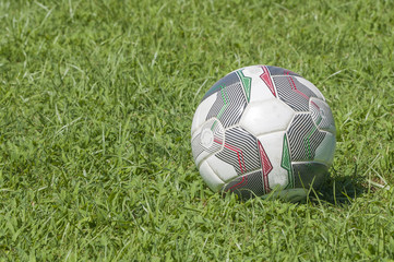 Plakat Soccer ball in soccer field