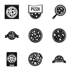 Pizza icons set, simple style