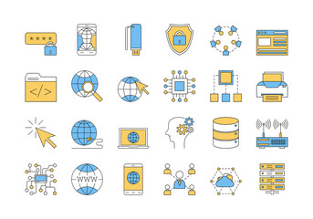 Linear COLOR icon set 3 - INTERNET TECHNOLOGY