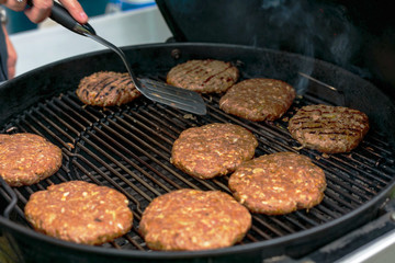Cooking grilled burger cutlet background