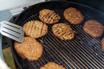 Cooking grilled burger cutlet background