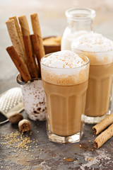 Coffee latte or cappuccino with spices