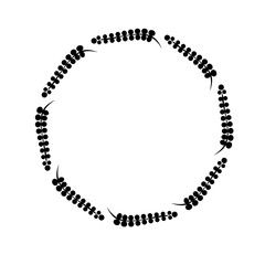 Round frame made of branches, black and white, icon