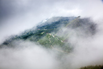 tram Ton Pass covered by fog, Sapa District, Lao Cai Province, Northwest Vietnam