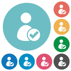 User account accepted flat round icons