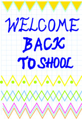 vector welcome back to school drawing at notebook in hand child style 