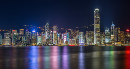 Fototapeta na wymiar Hong Kong Island aerial view at night.
