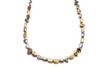 Fototapeta premium chain and bracelet in gold, fine jewelry with diamonds and precious gems gemstone