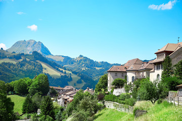 Fototapeta na wymiar Panoramic view of Gruyere, Switzerland