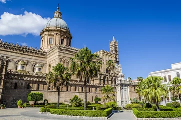 Tuinposter Facade of the cathedral of the city of palermo © MAEKFOTO