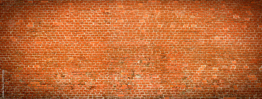 Wall mural old brick wall panoramic view.