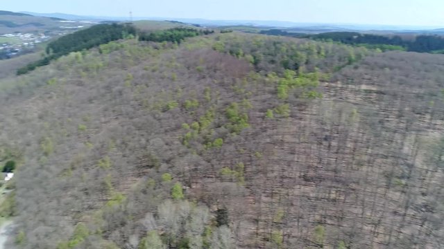 Aerial View Germany Forest near Freuenberg in Spring