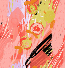 Rough scribbles and doodles with abstract apples