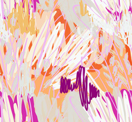 Kids drawing and doodling with marker brush and abstract trees