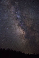 Night photography of milky way galaxy stars over north America from Grand Tetons National Park