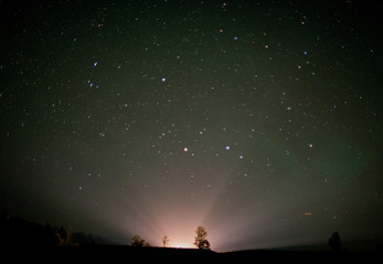 Naklejka na ściany i meble Night photography of milky way galaxy stars over north America from Grand Tetons National Park