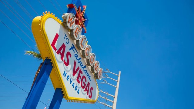 Las Vegas Welcome Sign Angled Left Side. an angled view of the famous Las Vegas welcome sign
