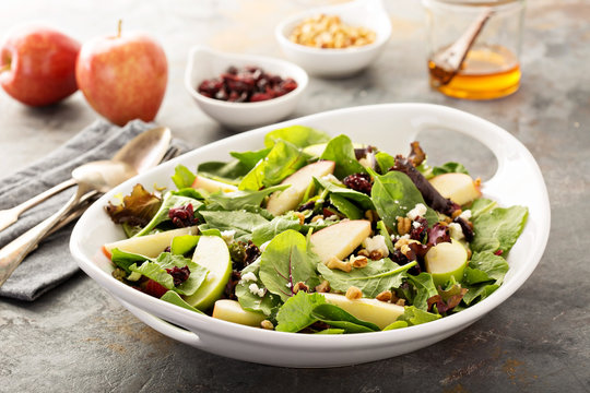 Fall salad with spring mix, apple and cranberry
