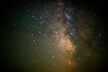 Fototapeta na wymiar Night photography of milky way galaxy stars over north America from Grand Tetons National Park