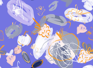 Doodles with grunge texture rough drawn apple and raspberries