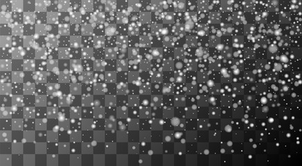 vector realistic falling snowflakes or snow on transparent background.