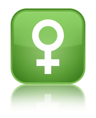 Female sign icon special soft green square button