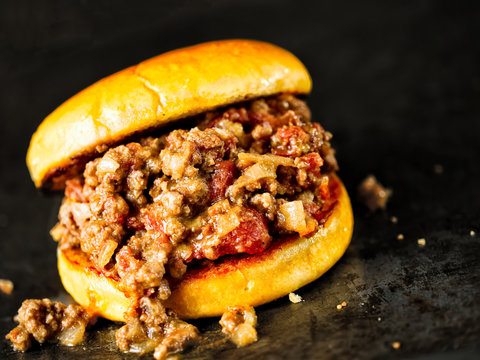 rustic american sloppy joe burger