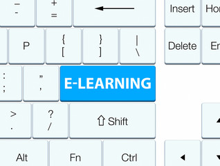 E-learning cyan blue keyboard button
