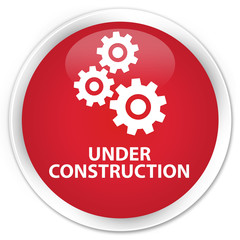 Under construction (gears icon) premium red round button