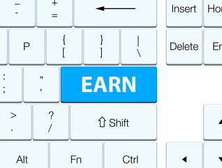 Earn cyan blue keyboard button
