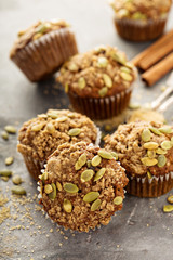 Healthy pumpkin muffins with seeds