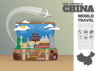 china Landmark Global Travel And Journey Infographic luggage.3D Design Vector Template.vector/illustration. can be used for your business, advertisement or artwork.