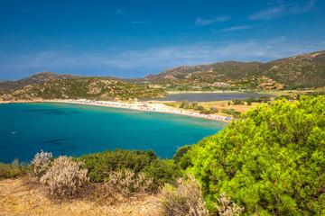 Naklejka na ściany i meble Sa Colonia beach, Chia resort, Sardinia, Italy