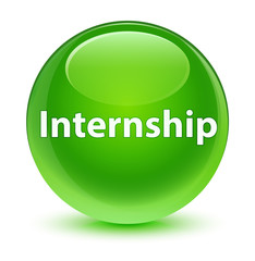 Internship glassy green round button