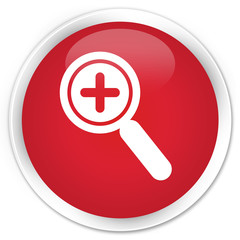 Zoom in icon premium red round button